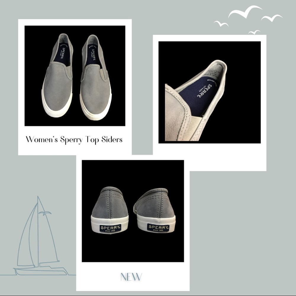 Sperry Top Siders Gray Leather Boat Shoes 8.5